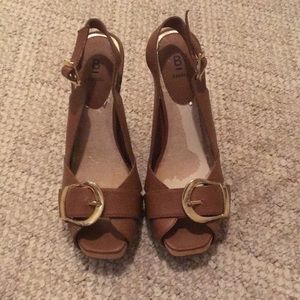 Brown buckle heels